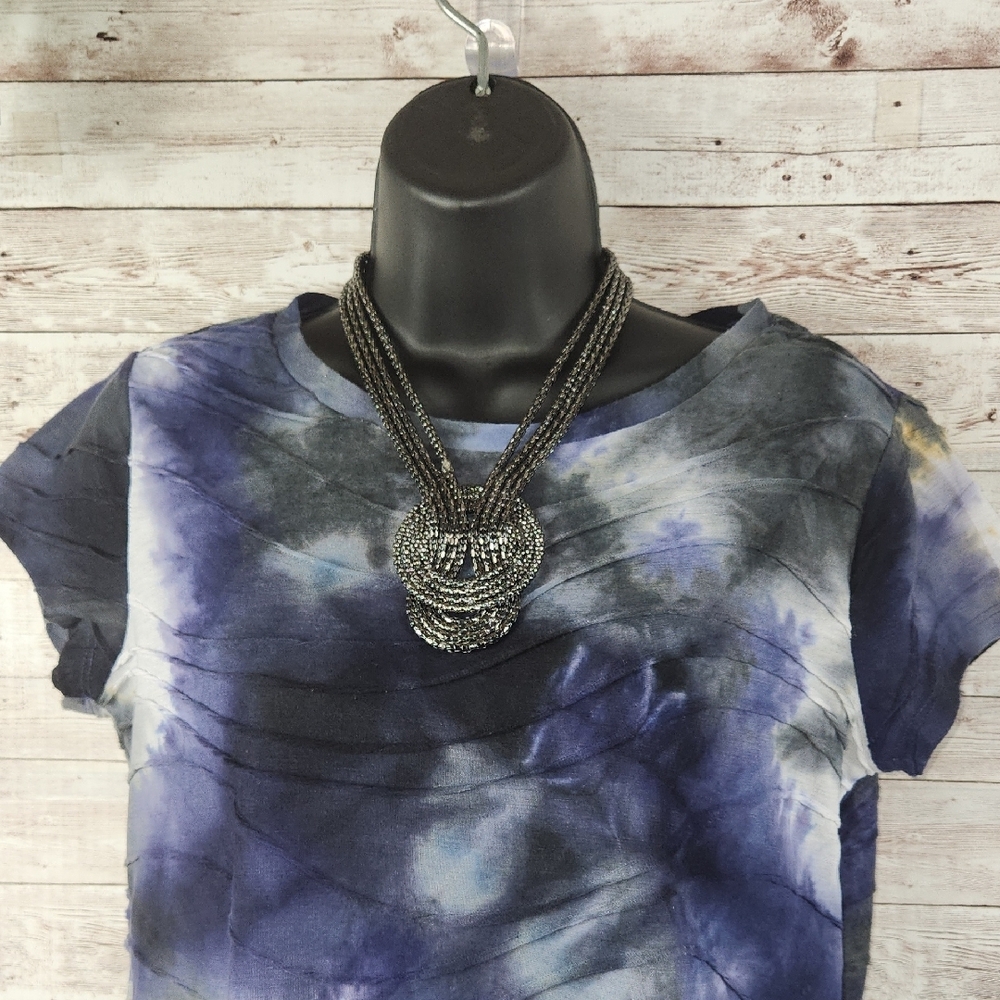 Simply Vera Vera Wang Tie-Dye Top - Blue and Black, Sz PM - Picture 5 of 9
